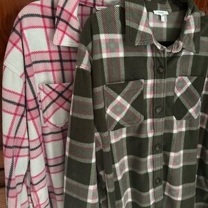 Maurices Pink and Green Plaid Fleece Flannel Bundle
